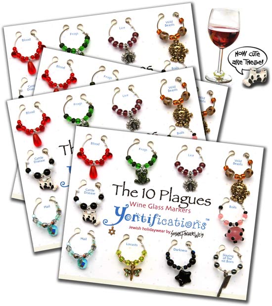 The 10 Plagues Passover Wine Glass Markers Bundle 4 1